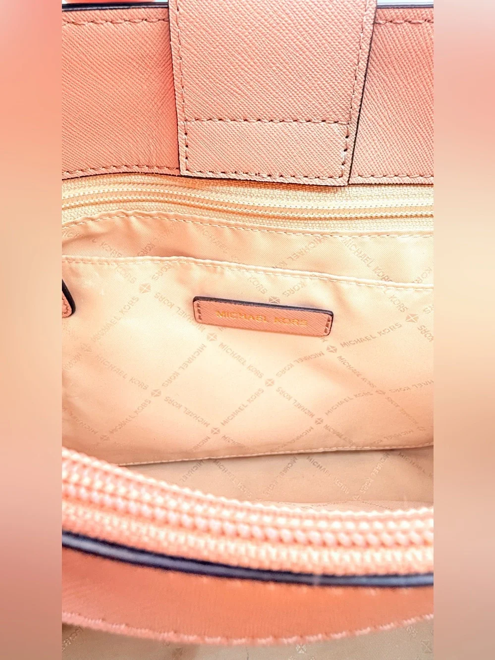 Michael Kors Portia Large East West Saffiano Leather Satchel Soft Pink Bag